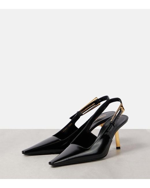 Saint Laurent Black Lee Leather Slingback Pump