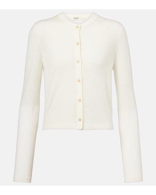 Khaite White Brieta Wool-Blend Cardigan
