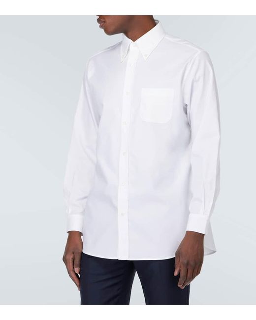 Camicia Oxford Agui in popeline di cotone di Loro Piana in White da Uomo