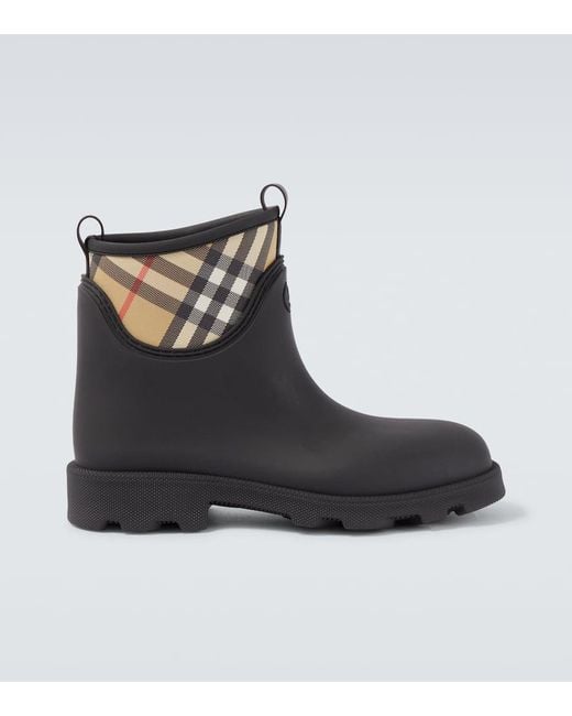 Botas De Lluvia Con Check Burberry de hombre de color Black
