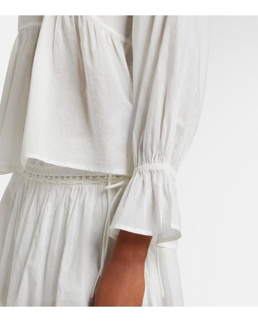 Posse White Danielle Lace-Trimmed Cotton Blouse