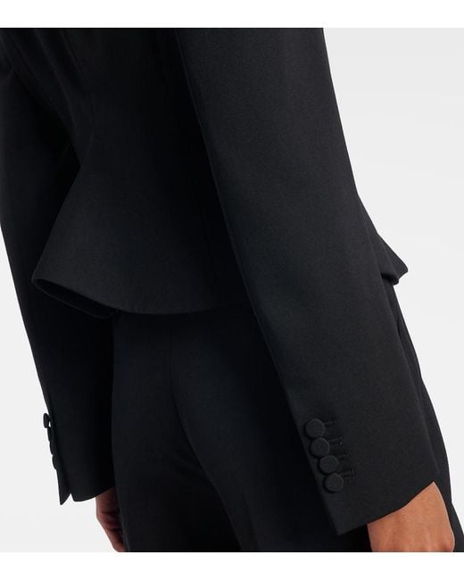 Alexander McQueen Black Cropped Wool Blazer
