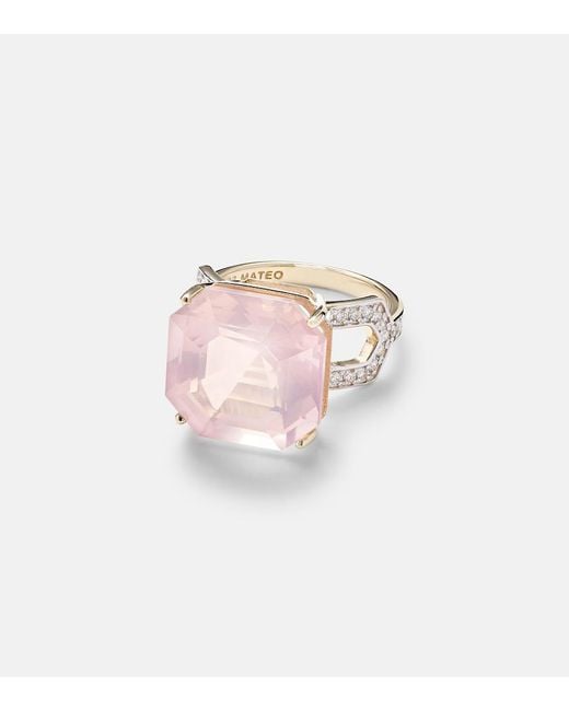 Mateo Pink 14Kt Ring With Topaz And Diamonds