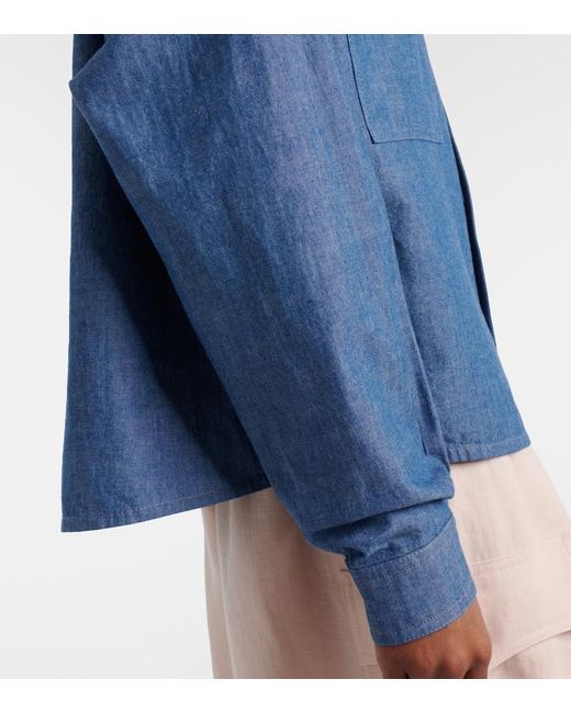 Loro Piana Blue Gyles Cotton Chambray Shirt
