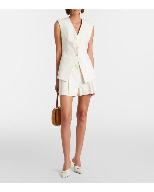 Veronica Beard White Craig Cotton-Blend Twill Shorts