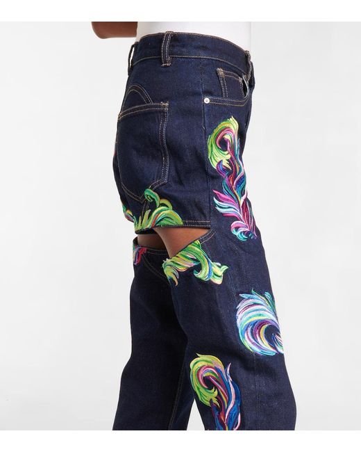 Area Blue High-Rise Straight Jeans