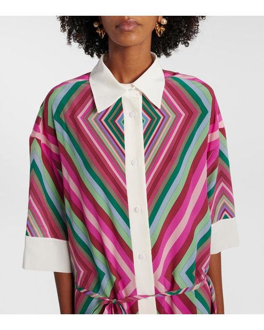 Valentino Pink Rhombus 75 Silk Shirt Dress
