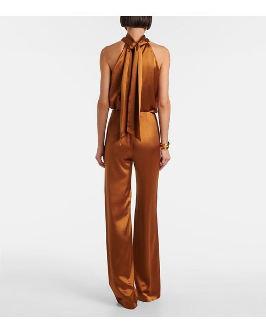 Galvan Brown Sister Moon Satin Wide-Leg Pants