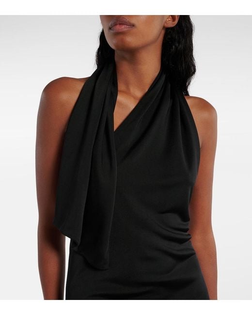 Khaite Black Roza Draped Jersey Gown