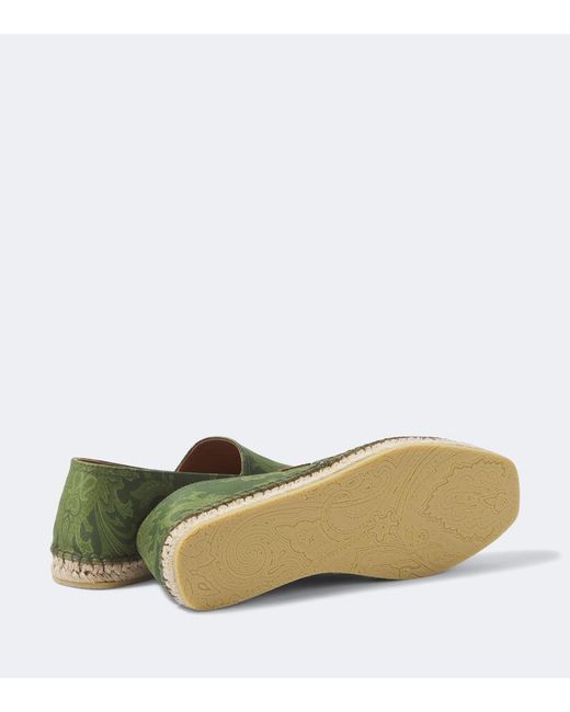 Etro Green Paisley Gabardine Espadrilles for men