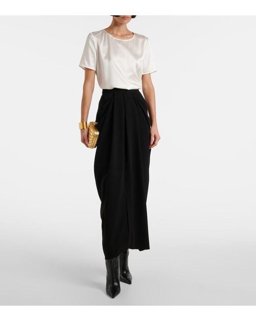 Max Mara White Dida Silk Satin T-Shirt