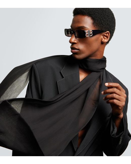 Balenciaga Black Dynasty Rectangular Sunglasses for men