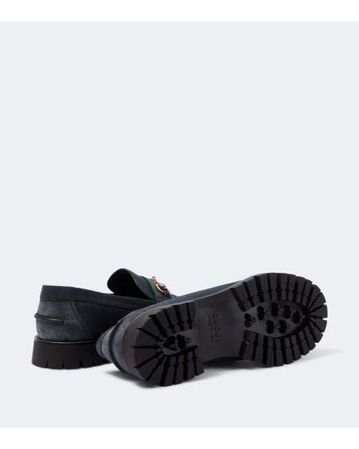 Gucci Blue Horsebit Suede Loafers for men