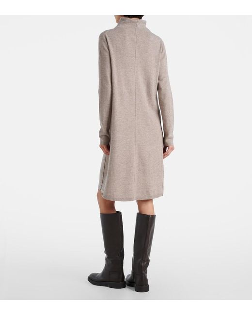 Jardin Des Orangers Natural Knitted Wool And Cashmere Midi Dress
