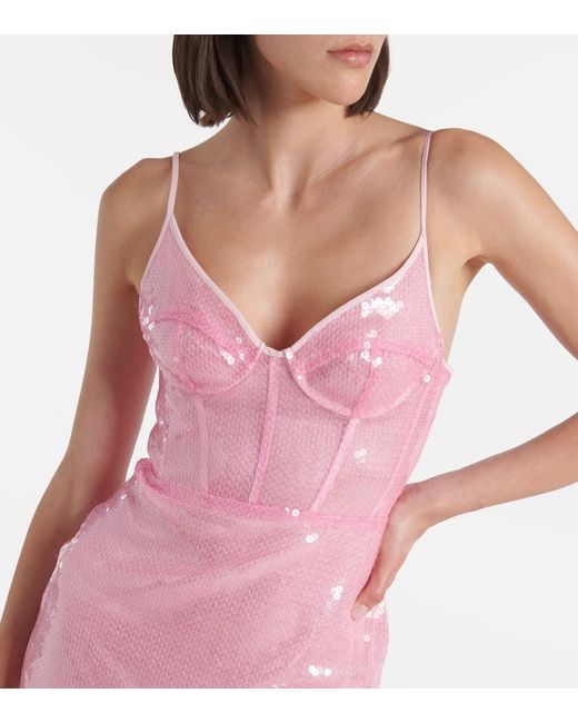 David Koma Pink Midikleid Mit Pailletten