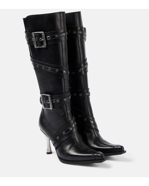 Vetements Black Belt Leather Knee-high Boots