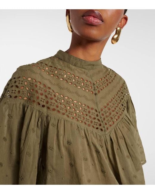 【Nili Lotan】 Mikki broderie anglaiseコットントップ Nili Lotan Mikki Broderie Anglaise Cotton Top in Green | Lyst
