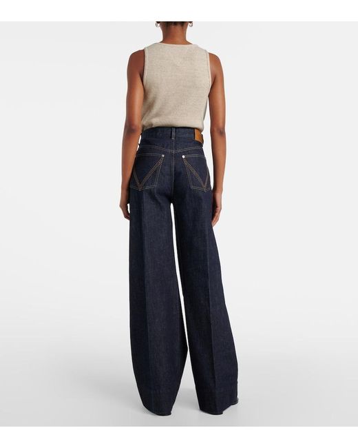 Bottega Veneta Blue High-Rise Wide-Leg Jeans
