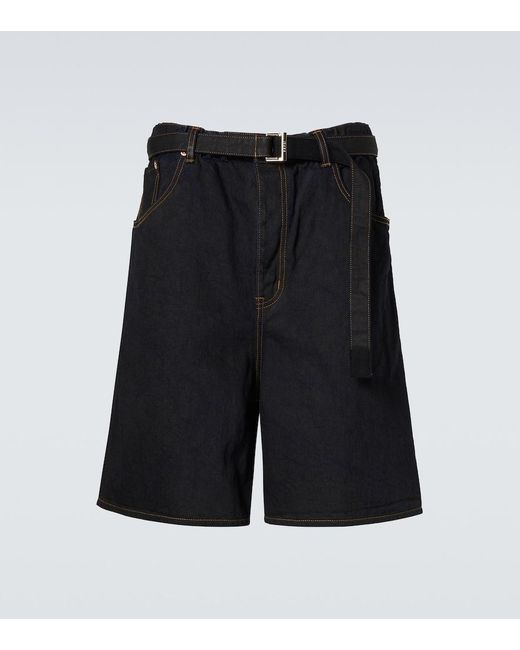 Sacai Black Denim Bermuda Shorts for men