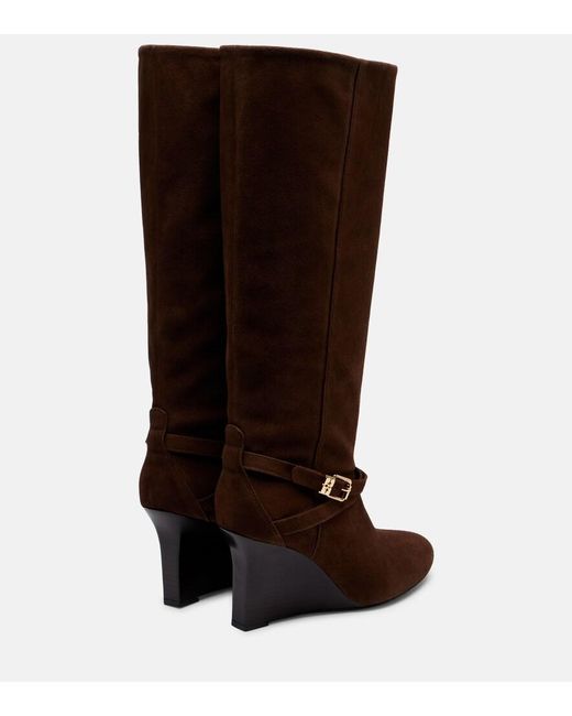 Ganni Brown Wedge Knee-High Boots