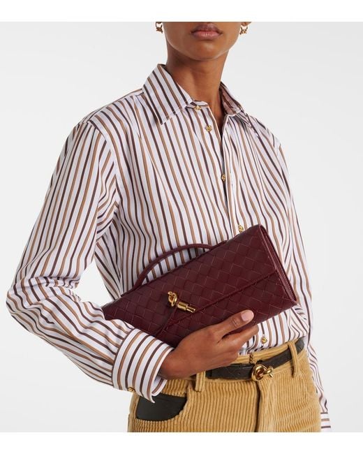 Bottega Veneta Red Andiamo Intrecciato Leather Clutch