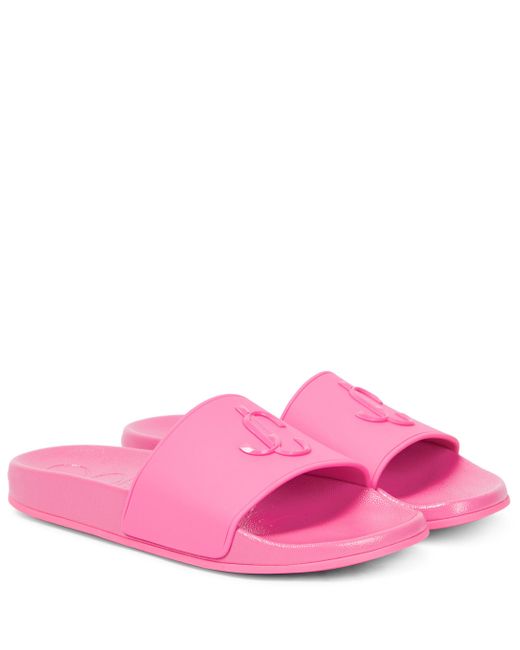 Jimmy Choo Port Rubber Slides in Pink | Lyst Canada