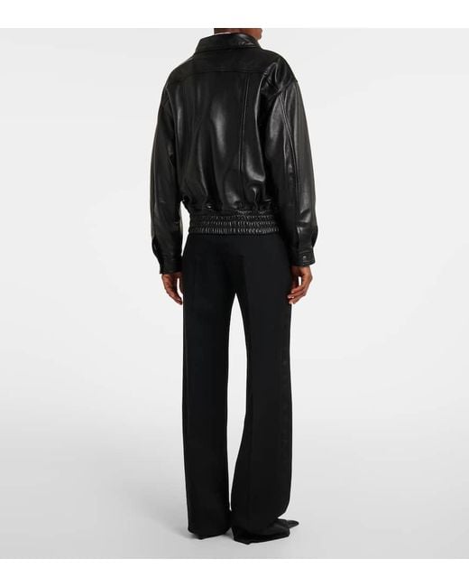 Saint Laurent Black Leather Bomber Jacket