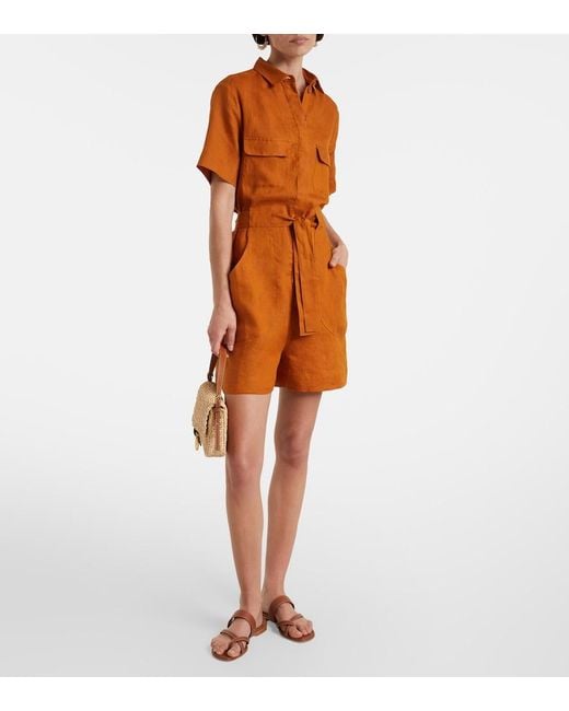 Eres Orange Genereux Linen Romper