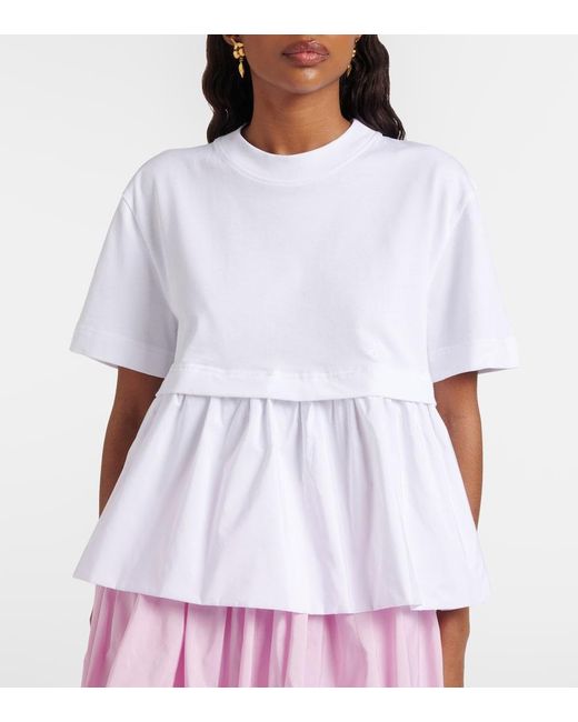 Patou White Cotton Jersey And Faille T-Shirt