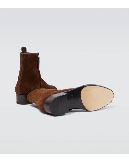 John Lobb Brown Freddi Suede Ankle Boots for men