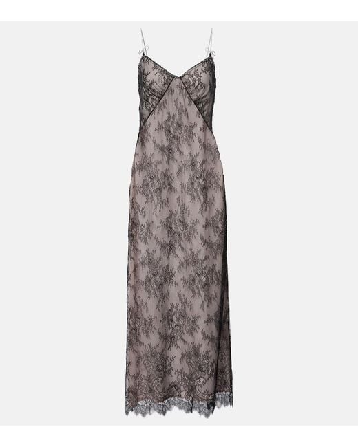 Blumarine Gray Rebrode Lace Midi Dress