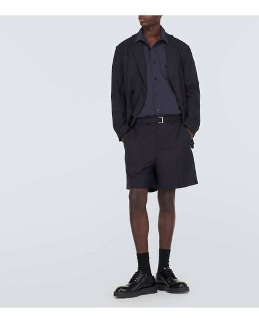 Sacai Black Chalk Stripe Wool-blend Shorts for men
