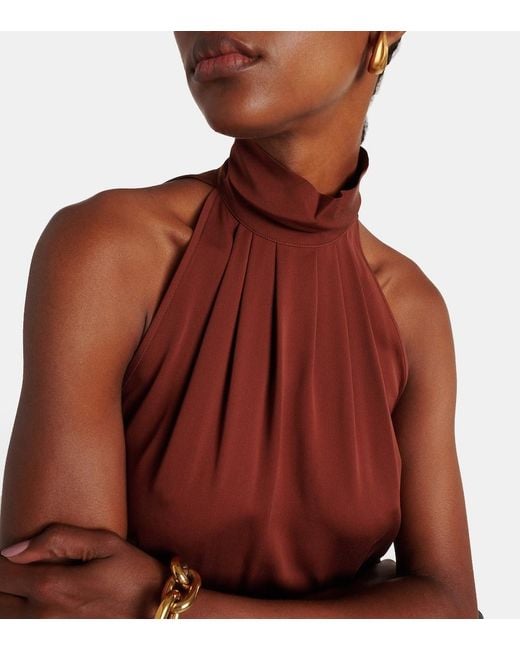Max Mara Red Memore Halterneck Silk Top