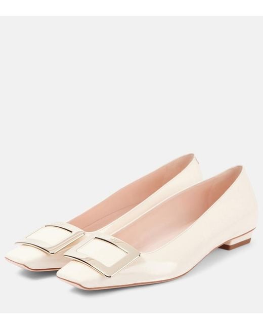 Roger Vivier Natural Belle Vivier 25 Patent Leather Ballet Flats