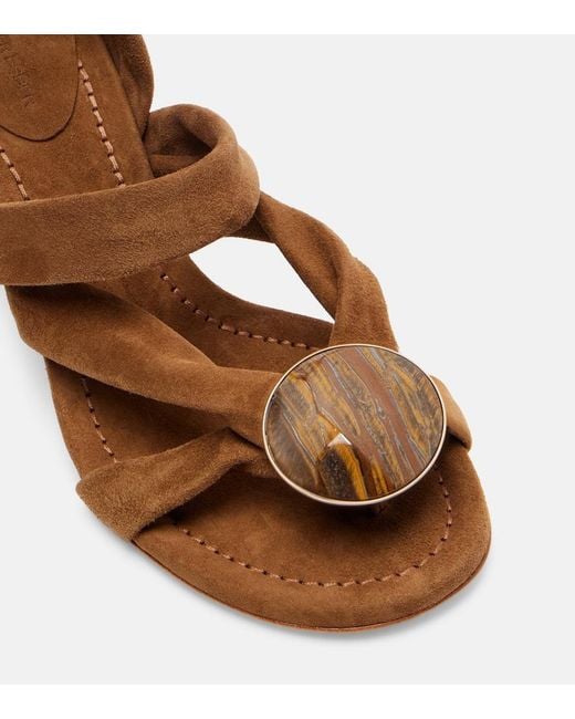 Christopher Esber Brown Doma Embellished Suede Sandals