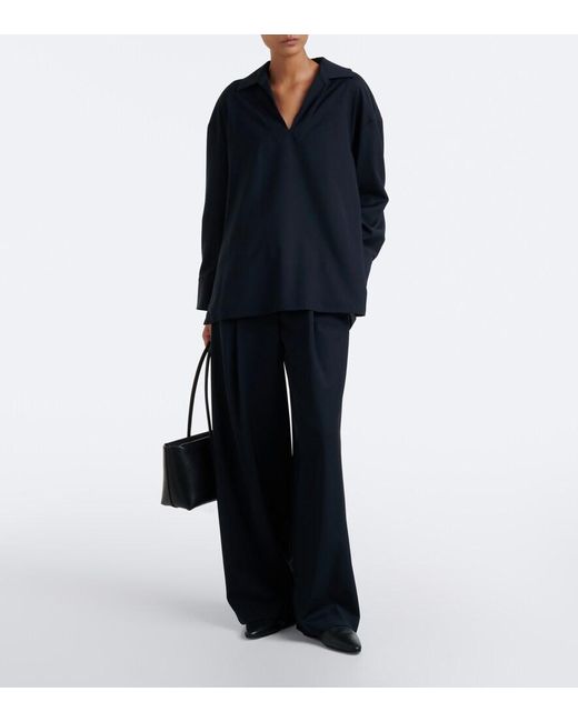 Max Mara Blue Virgin Wool Blouse