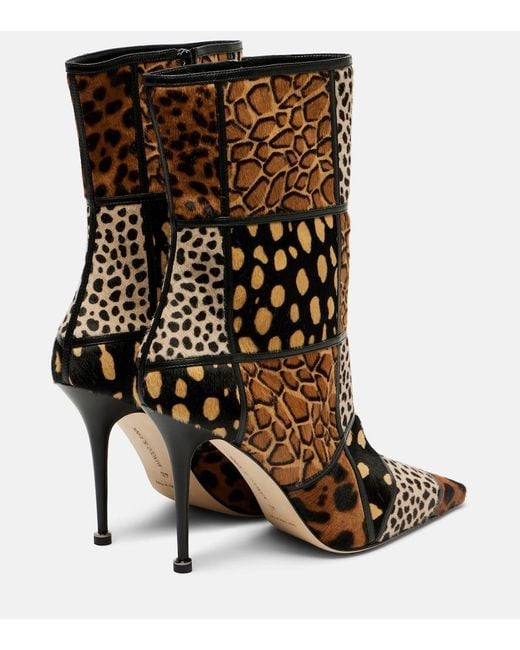 Manolo Blahnik Brown Trulona 105 Calf Hair Ankle Boots