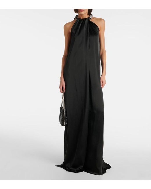 Stella McCartney Black Embroidered Halterneck Gown