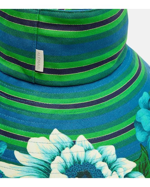 ALÉMAIS Green Margo Printed Cotton Canvas Sun Hat