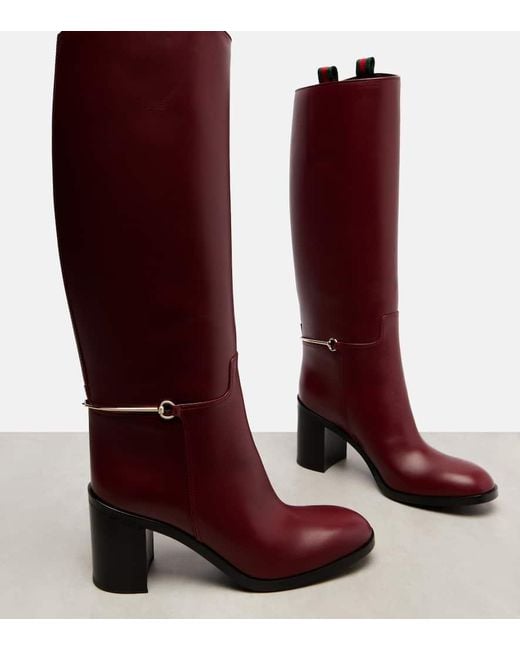 Gucci Red Damenstiefel Mit Schmalem Horsebit, Größe