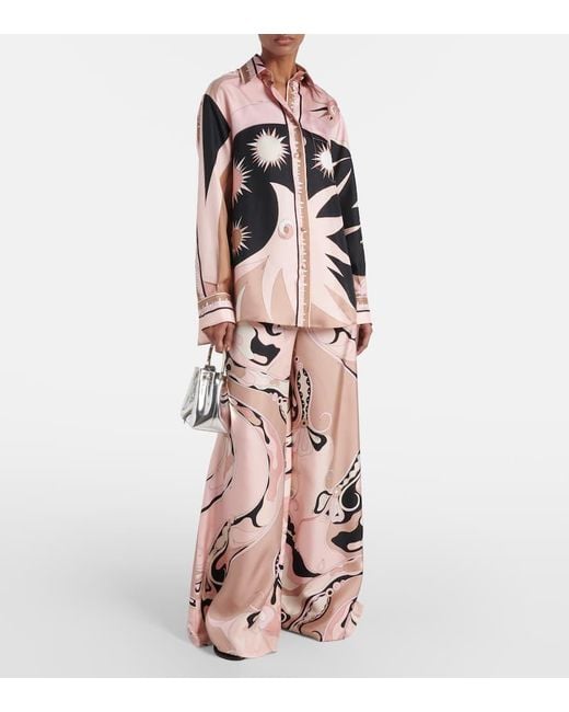 Pantalon Ample Orchidee En Soie Emilio Pucci en coloris Pink