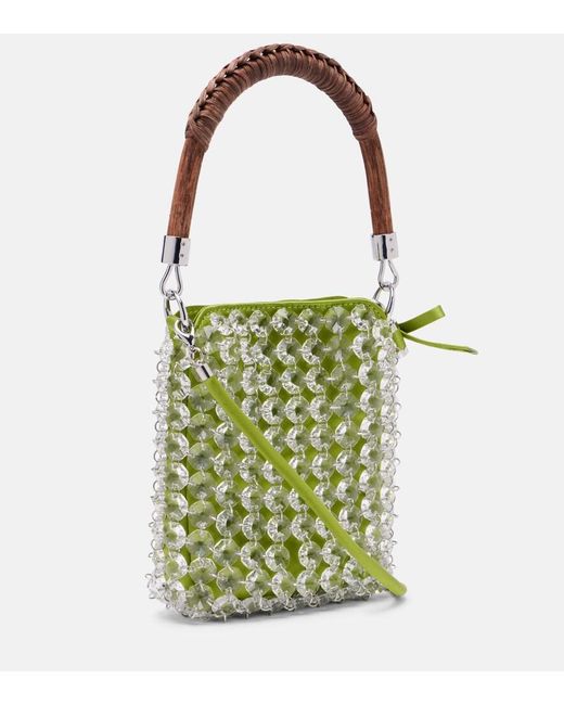 Self-Portrait Green Chandelier Mini Embellished Top-Handle Bag