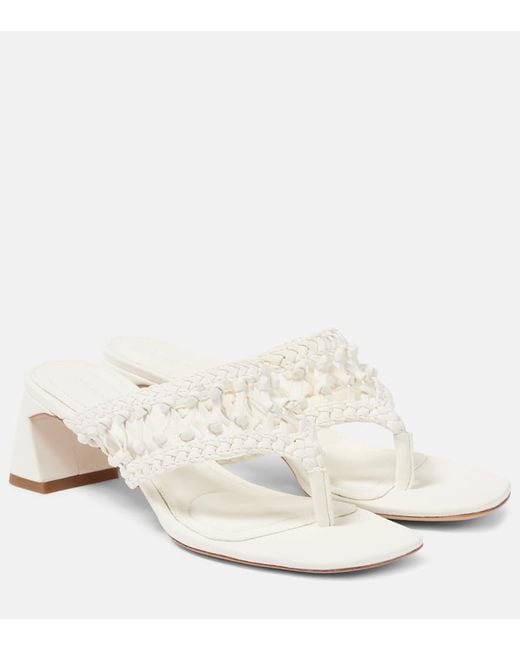 Jonathan Simkhai White Alia Woven Leather Platform Thong Sandals