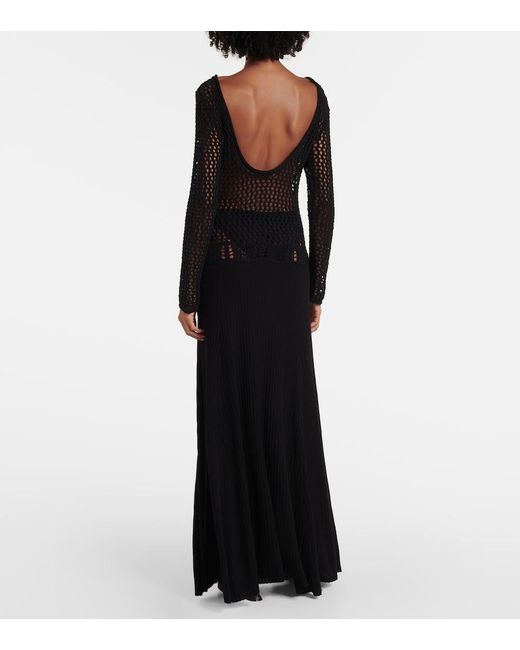 Christopher Esber Black Sheer Cotton-Blend Maxi Dress