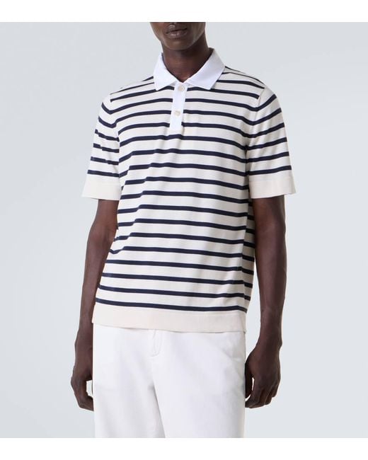 Polo De Algodon A Rayas Brunello Cucinelli de hombre de color White