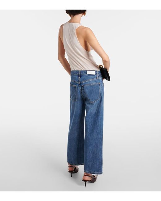Re/done Blue High-Rise Straight Jeans Loose Crop
