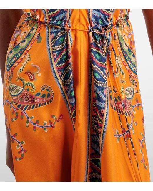 Vestido Largo Asimetrico Con Espalda Abierta Etro de color Orange