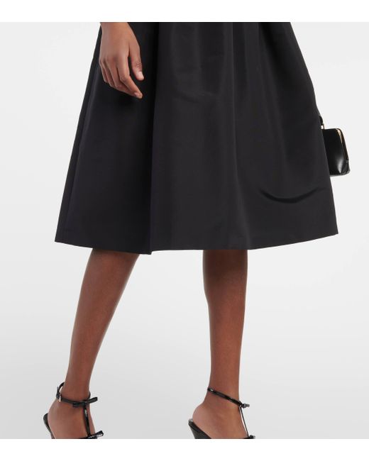Carolina Herrera Black High-rise Silk Midi Skirt