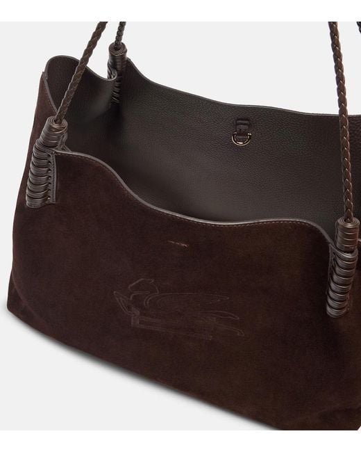 Etro Brown Libra Medium Suede Tote Bag