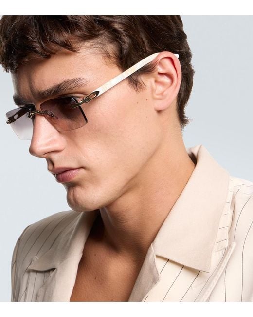 Cartier Brown Signature C De Cartier Rectangular Sunglasses for men